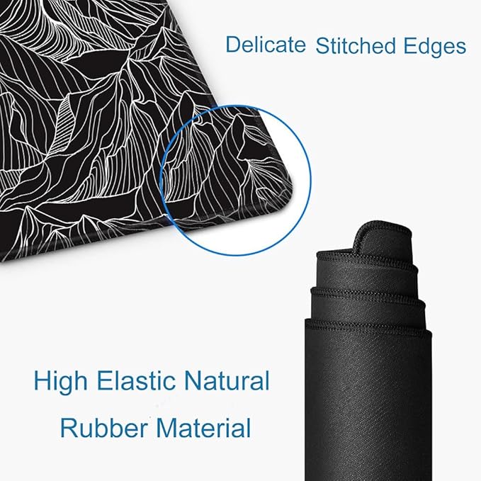 Large Mouse Pad Gaming, Mousepad with Stitched Edges, Non-Slip Rubber Base Keyboard Mouse Mat Desk Pad for Work, Game, Office, Home, Black and White Abstract Mountain