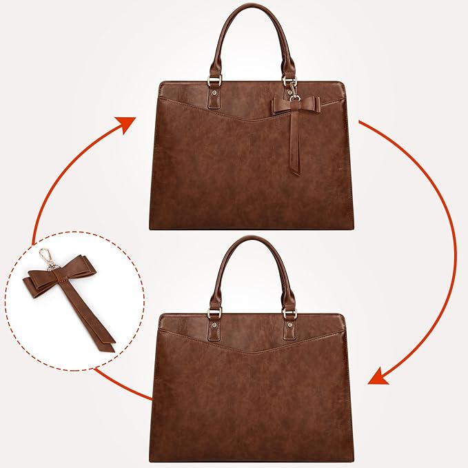 RAINSMORE Laptop Bag for Women 15.6 Inch PU Leather Laptop Tote Professional Business Office Work Bag Waterproof Briefcase Computer Tote Bag Large Lightweight Handbag Shoulder Bag