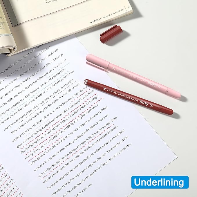 AECHY Colored Curve Highlighter Pens Set - 8 Different Shapes & 8 Colors Fine Tips for Writing, Journaling, Note Taking, Drawing, Scrapbook Art, School Supplies (Classic)