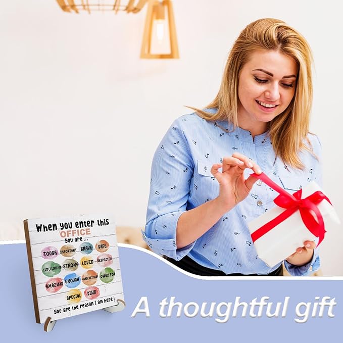 Inspirational Therapy Office Wood Sign Desk Decor Mental Health School Counselor Office Decor Sign Cubicle Decor Plaque with Wooden Stand Rustic Home Table Shelf Psychologist Therapist Coworker Gift