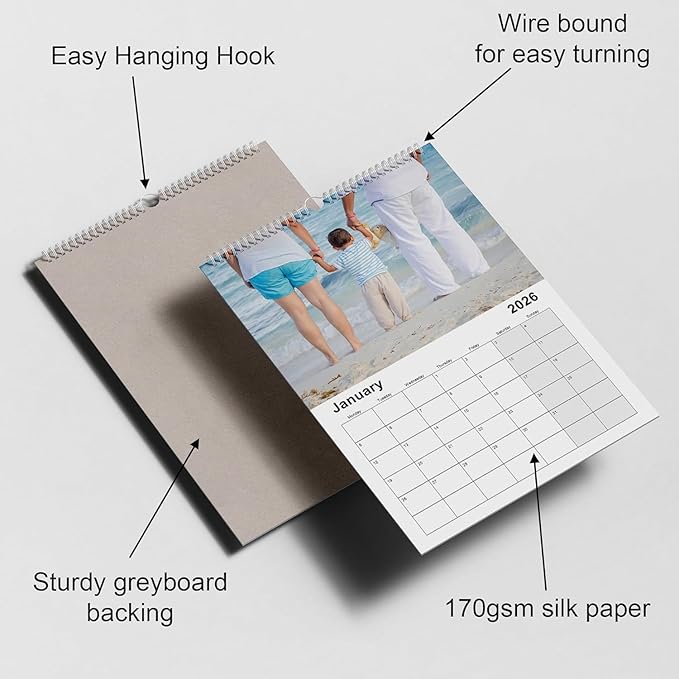 Custom Calendar 2026 for Home & Office - Print Your 13 Memories,Make Your Own Personalized Calendar Customized Christmas Gift &use your photo (Wall Calendar 8.27"×11.69", 1 Pack)