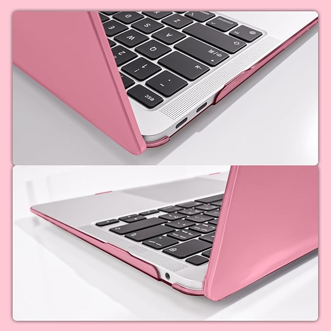 Compatible with 2022 2021 2020 2019 2018 2017 2016 MacBook Pro 13 inch Case M2 M1 Chip A2338 A2289 A2251 A1706 A1989 A2159 Cover, Plastic Hard Shell Case Keyboard Cover Screen Film, Crystal Pink