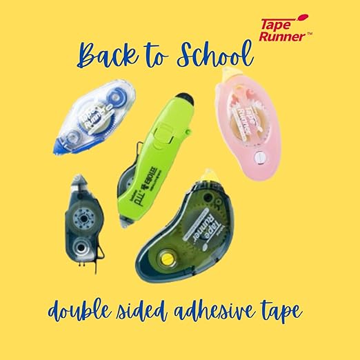 TAPE RUNNER - Double Sided Adhesive with Dispenser Roller Included - Acid Free, Sticky, Transparent - Ideal for Scrapbooking, Crafts & More - Retractable (315 inches per Cartridge), 5 Cartridges