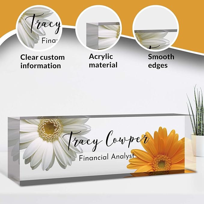 Desk Name Plate Personalized, Custom Name Plate for Desk, Acrylic Desktop Accessories, Office Gift & Decor for Women Men, Teacher Nurse Boss Employee Appreciation Gifts