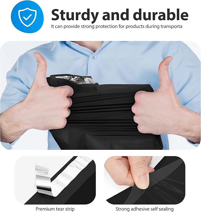 Fuxury 1000 Pack 10x13" Poly Mailers Bulk,Waterproof Mailing Envelopes for Clothing,Strong Adhesive Self Seal Poly Shipping Bags for Postage Return Books Small Business(Black)