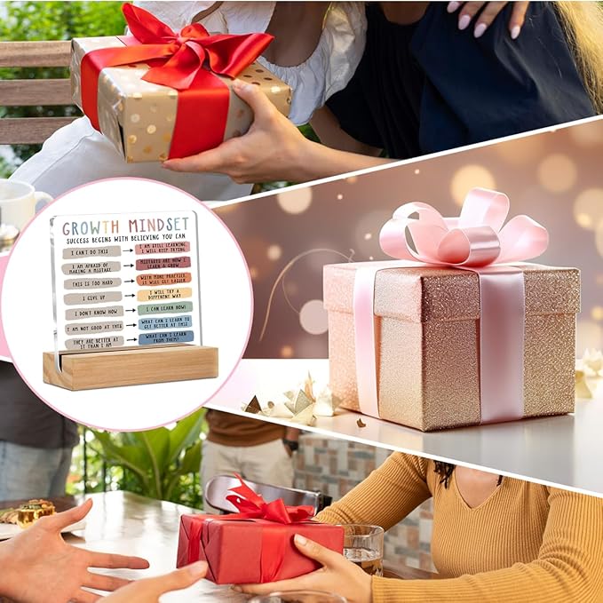 Christmas Thank You Gifts, Growth Mindset Table Desk Decors, Positive Affirmations Acrylic Sign, Inspirational Gifts for Women, Counseling Room Therapy Office Home Classroom Bedroom Decor