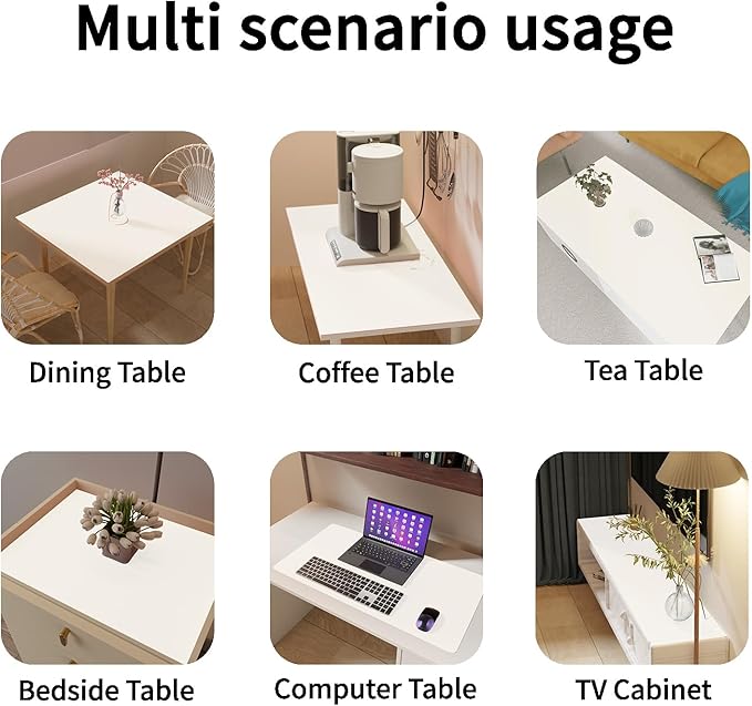 Leather Table Cover,1.8mm Thick,36x60 Inch Table Protector,Table Protector for Dining Room Table,Dining Table Cover,Table Cover Protector,Table Pad(White+White,36x60)