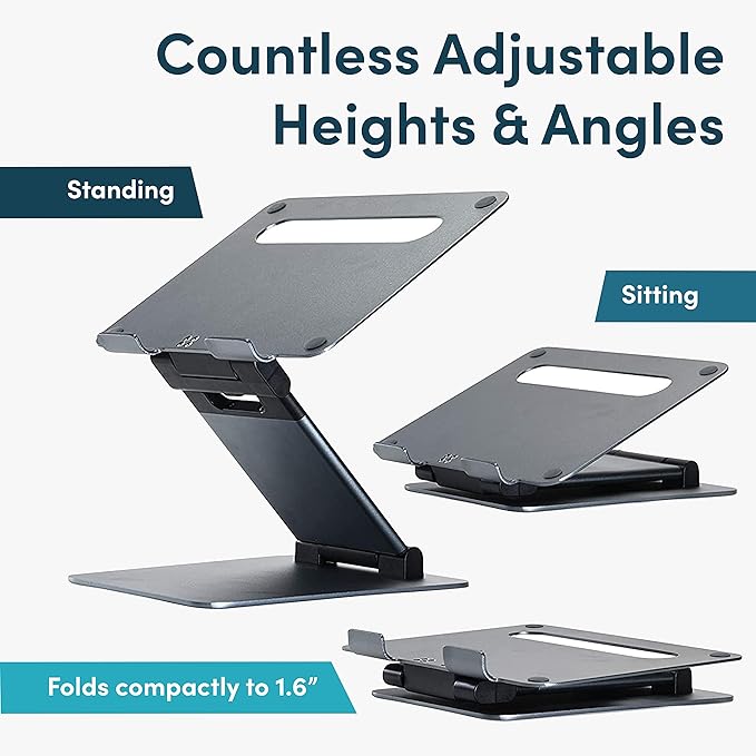 Lifelong Ergonomic Adjustable Laptop Stand for Desk - Height Up to 20" Portable Computer Laptop Riser Holder, Fits All MacBook Air & 10 15 17 Inches Laptops, Back to School Gift for Men & Women