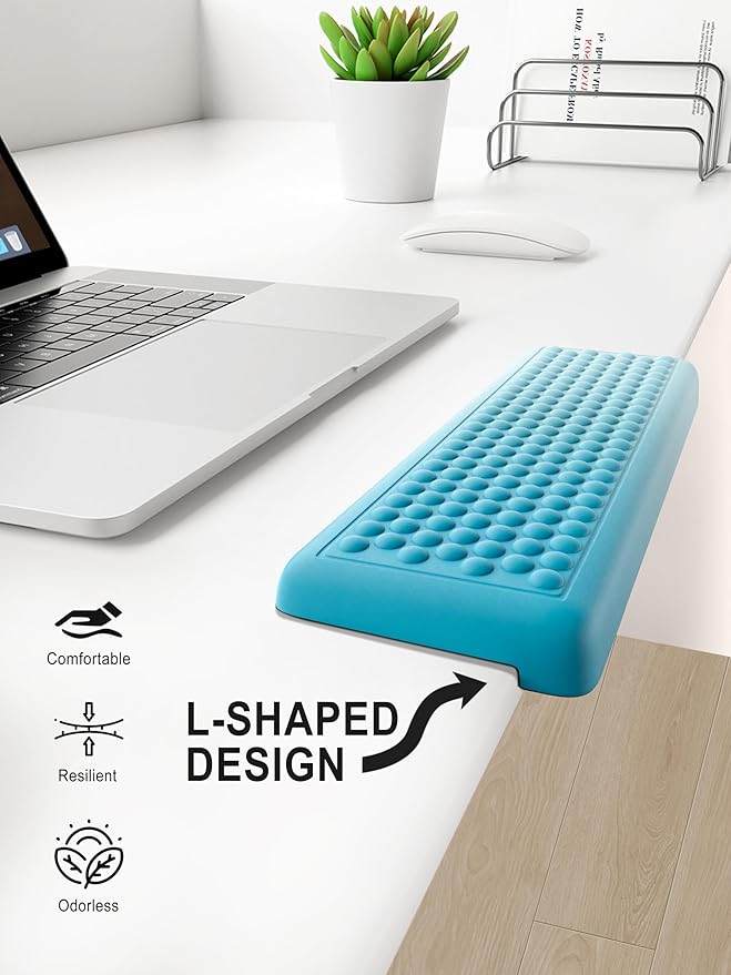 Hsurbtra L-Shaped Desk Elbow Pad, 2-Piece Soft Memory Foam Elbow Support Padding with Non-Slip Rubber Base, Ergonomic Desk Edge Cushion Wrist Rest for Office, Home, Work, Gaming, Mint Green