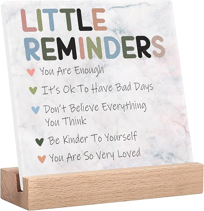 Inspirational Office Desk Decor, Little Reminders Desk Sign, Motivational Gifts for Women, Cute Home Office Decorations for Work, Positive Quotes for Teacher Decorative Sign, Fun Cubicle & Table Decor Signs