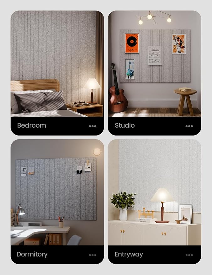 Large Felt Bulletin Board 48" x 36" Cork Board Alternative-12 Pack with 70 Safe Removable Adhesive Tabs, Cork Boards for Walls Cork Board for Home Office Classroom Pin Board (Marble Gray)