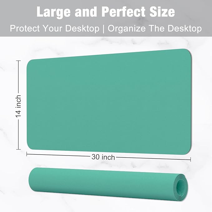 Hsurbtra Desk Pad, 30" x 14" PU Leather Desk Mat, XL Extended Mouse Pad, Waterproof Desktop Blotter Protector, Non-Slip Ultra Thin Large Laptop Keyboard Writing Mat for Office Home, Fruit Green