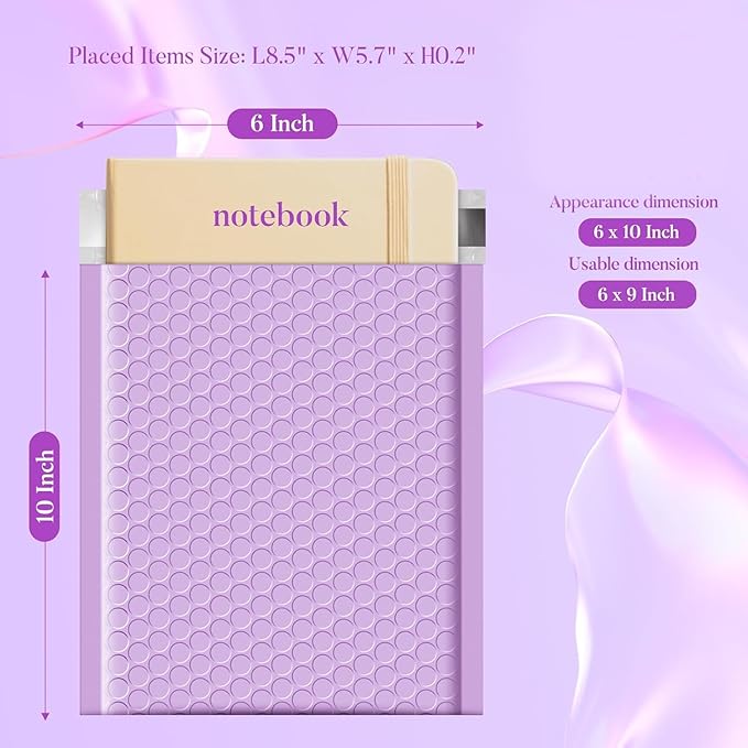 Fuxury Bubble Mailers 6x10" 600 Pack Lavender Small Bubble Shipping Envelopes Usable Size 6x9" #0 Cute Bubble Padded Mailer Thick Padded Envelopes for Mailing Jewelry,Makeup, Bulk