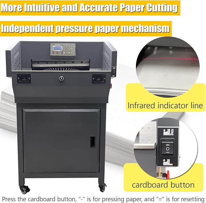 TECHTONGDA 110V Electric Paper Cutter Automatic Cutting Paper Machine with Extra Knife Pad, Heavy Guillotine Paper Cutter 3.15in Cutting Thickness, 19.3" Cutting Length