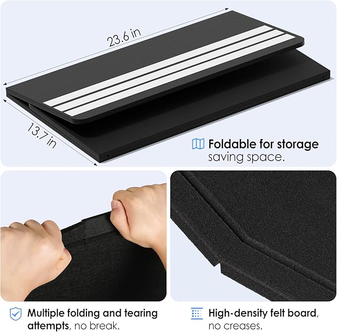 MaxGear Large Bulletin Board 36" x 24", Foldable Felt Board Vision Board Supplies, Cork Board for Office, Home, School, Small Pin Boards for Walls Decorative Display Board Black