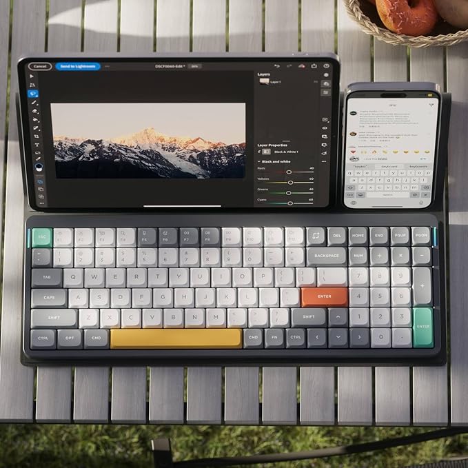 nuphy Air96 V2 Wireless Mechanical Keyboard,100 Keys Gaming Keyboard,Supports Bluetooth 5.1,2.4G and Wired Connection,for PC/Laptop/Windows/Mac -Grey Gateron Blue Switch