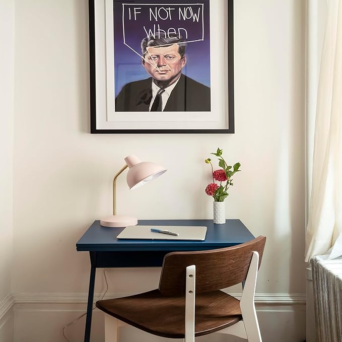 GLOBE Electric 67339 16 Inch Pink Desk Lamp with Gold Arm, in-Line On/Off Switch, Reading Light, Ideal for Bedroom, Dorm and Office