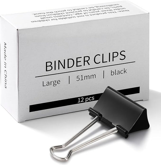 Eclirgan 1.9-Inch Large Binder Clip with Heavy-Duty/Folding/Rust-Resistant,48-Pack Thick Metal Office Clip in 4 Boxes,Black Paper Clamps for School/Outdoor Use/Office/Home