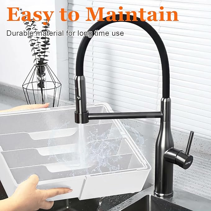 Silverware Organizer - Expandable Silverware Tray for Drawer, Adjustable Utensil Drawer Organizer for Forks, Knives, Kitchen Organizers and Storage, White