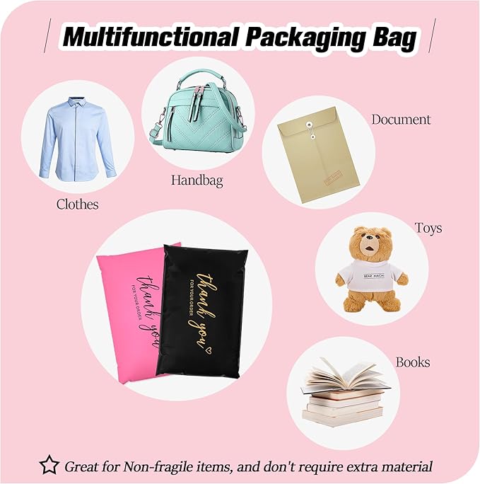 JinRuiKJ Thank You Poly Mailer - 6x9 Poly Mailers Variety Pack of 100, 25 Pcs Each Color, Strong Adhesive Shipping Bags for Clothing, Durable Thick Mailer Bags with Self Seal - Mixed Color