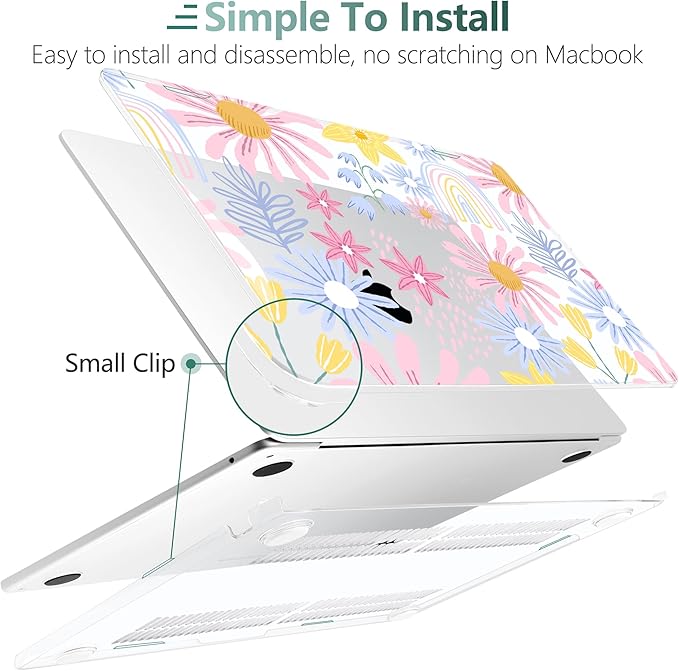 DONGKE Compatible with M4 MacBook Air 15 inch Case 2025 2024 2023 A3241 A3114 A2941 M3 M2 Liquid Retina Display Touch ID, Plastic Hard Case & Keyboard Skin & Screen Protector - Colorful Florals