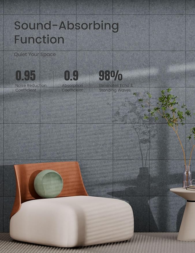 Bumusty Large Cork Board 47"x35" Alternative - 12 Pack Felt Wall Tiles with 70 Safe Removable Adhesive Tabs, 30 Pushpins, Cork Boards for Walls Pin Board Tack Board Cork Board (Silver Mink)