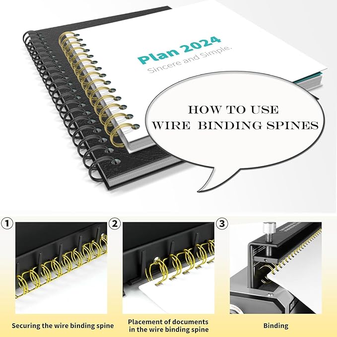 100 Pack Double Loop Wire Binding Spines, YolieraArt Wire Binding Spines, 5/8 Inch Binding Wire for Letter Size 140 Sheet Capacity), 100P, 3:1 Pitch, Black)