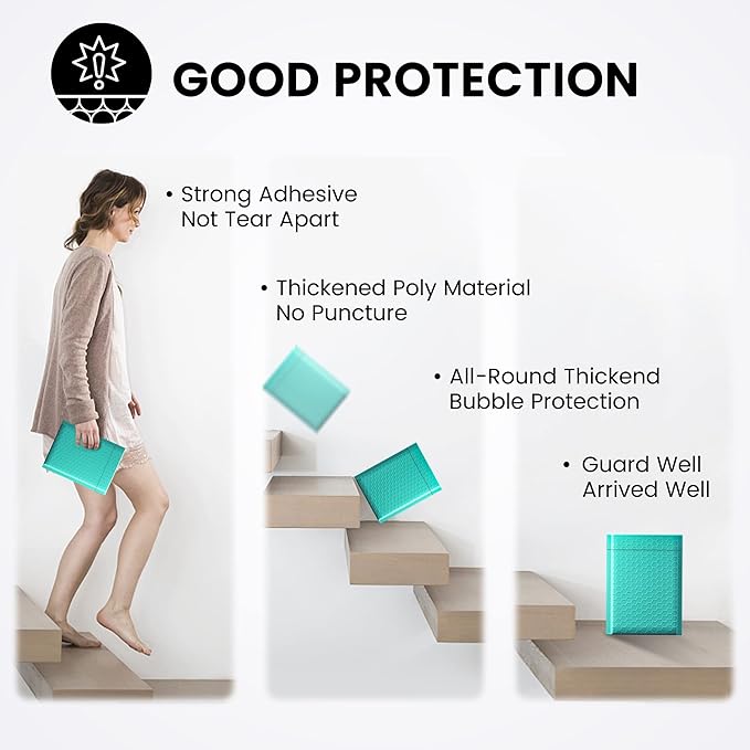 Fuxury Bubble Mailers 6x10" 100 Pack Teal Padded Envelopes Usable Size 6x9" Mailing Envelopes Bubble Padded Opaque Shipping Bags for Mailing,Packaging, Small Business, Boutique #0