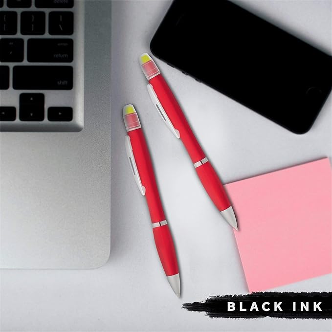 DISCOUNT PROMOS 10 Marathon Gel Highlighter Pens Pack - Twist Mechanism, Ballpoint - Red