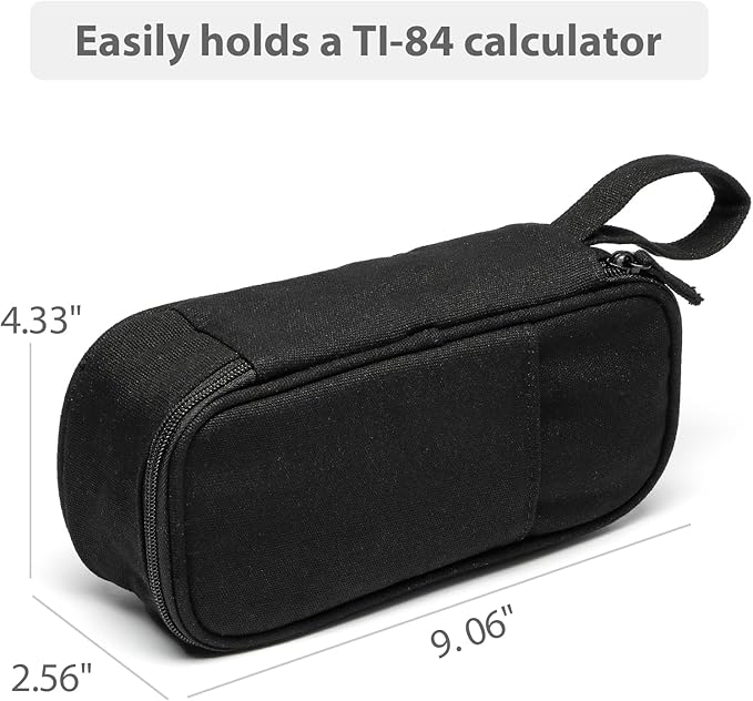 Pencil Case Pouch Box Bag School Supplies Girls Boys Kids, Cute Preppy Stuff Large Big Capacity Aesthetic Pen Organizer, Back to College Stationary, Coal Black, Heavy Duty Canvas, 1800ml