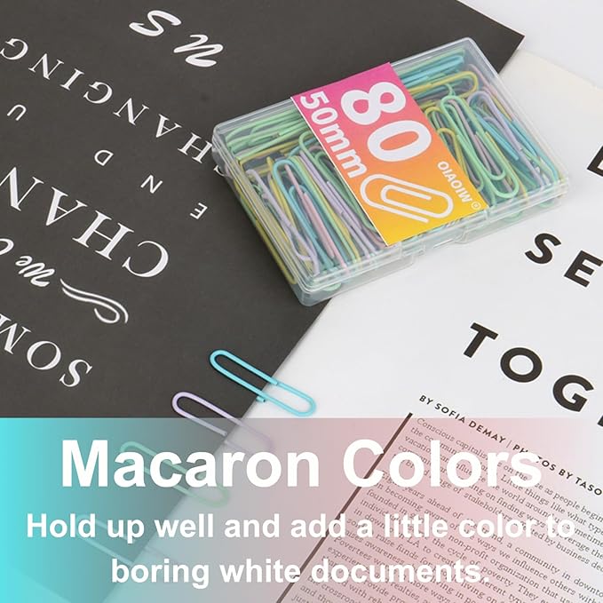 Macaron Paper Clips Large Size Colored Paper Clip 2Inch (50mm) 160 Pack PaperClips 2 Boxes of 80 PCS Each Suitable for Office School Paperwork and Daily Use