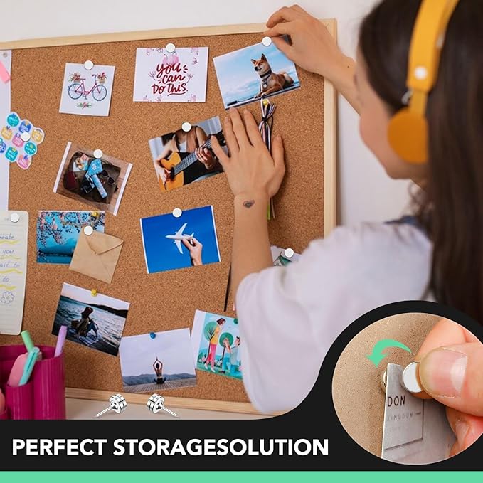 E BAVITE Magnetic Push Pins, 20 Sets Magnet Thumbtack for Wall Bulletin Board Strong Decorative Pushpins Clip for Map Picture Hanging Kit Poster Holder