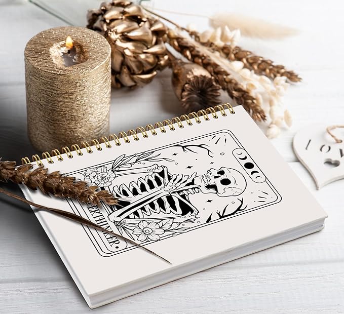Overthinker Tarot Goth Notebook Journal,Gothic Skull Hardcover College Spiral Notebook Journal for Teen Girls Women,Goth Office Supplies,Hard Cover Journal Notebooks