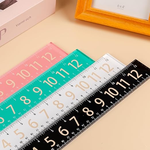 Mr. Pen- Plastic Rulers with Large Numbers, 12-Inch, 4 Pack, Metric & Imperial, Colorful Rulers for Kids, Ruler 12 Inch, Metric Ruler, mm Ruler, Rulers 12 Inch Ruler, Rulers for Kids
