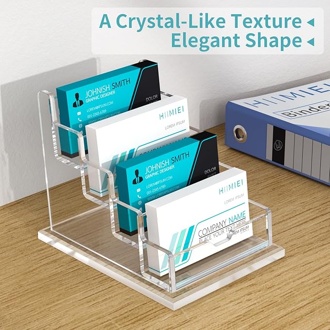 HIIMIEI Acrylic Business Card Display, Multiple Card Holder for Office, Home, Restaurant - 4 Slot 4 Tier
