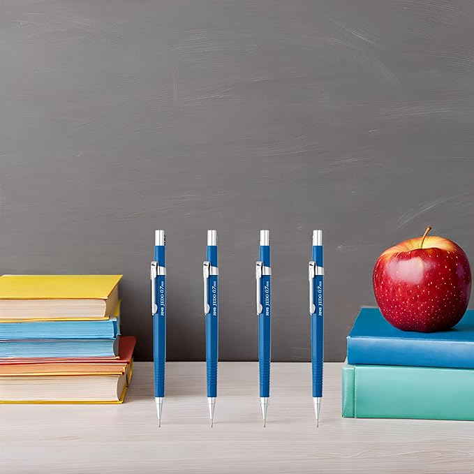 JVPEN 0.7mm Drafting Mechanical Pencils – 12 Pack, Built-in Erasers, Break-Resistant Lead, Hex Grip, for School, Office & Technical Drawing