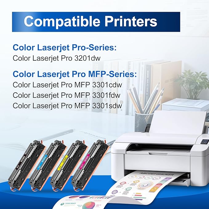 InkNI 218A Toner Cartridges 4 Pack (No Chip) Replacement for HP 218A W2180A for HP 218X for HP Color Laserjet Pro MFP 3301FDW 3201DW 3301SDW 3301CDW Printer Ink W2180X High Yield (4 Pack, B/C/Y/M)