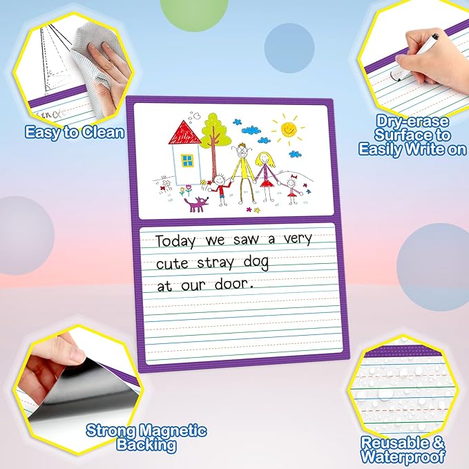 Aizweb Giant Magnetic Draw & Write Paper,Dry Erase Handwriting Lined for Classroom Whiteboard Accessories, Writing Chart Paper Teacher Must Have Homeschool Teaching Supplies,Teacher Essential