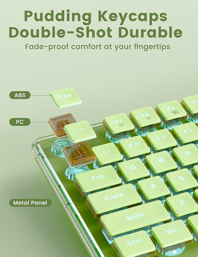 Wireless Keyboard and Mouse Combo - 9 Backlit Effects, Wrist Rest, Double-Shot Keycaps, Metal Panel, Long-Lasting Rechargeable, 2.4G Keyboard Mouse Set for Windows Mac PC Laptop – Sablute (Green)