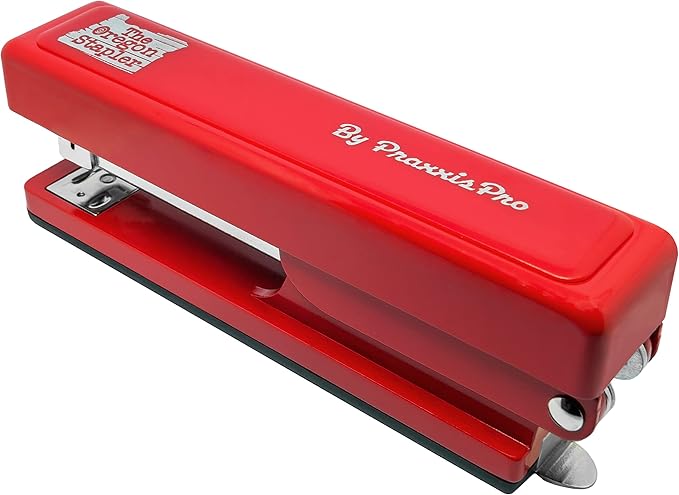 The Oregon Stapler, Built in USA, Built-in Staple Remover, Staples 2 to 25 Sheets, includes Box of 1,250 "Powerhouse" Standard 26/6 Staples, for Home, School or Office, Red