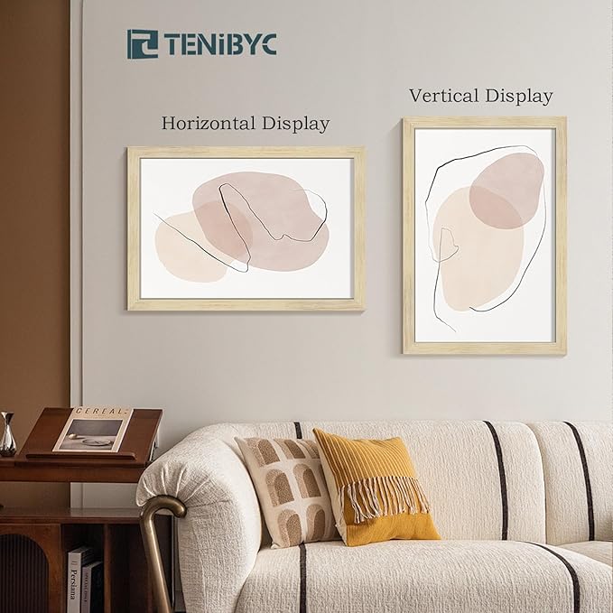 12x18 Poster Frames Set - 3 Pack - Natural Oak Wood - Tempered Glass - for Wall Photos, Family Memories, Posters & Puzzles, Home Decor