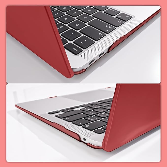 Compatible with MacBook Air 13 inch Case 2021 2020 2019 2018 Release M1 A1932 A2179 A2337 Cover, Plastic Hard Shell Cover Keyboard Skin Screen Film Dust Plug for Mac Air 13 2021 Case, Burgundy