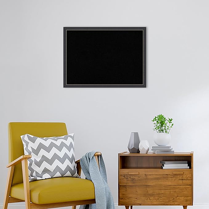 Amanti Art Black Cork Board for Wall, 22x30 Vision Board with Black Wood Frame, Medium Corkboard Office Decor for Home Organization, Traditional Corkboard Pinboard to Display Items for Home