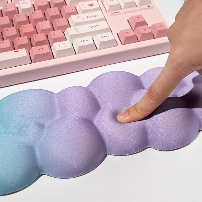 Cloud Wrist Rest for Mouse, 2 Pack Blue Purple Gradient Cloud Keyboard Wrist Support, Soft Memory Foam with Non-Slip Base, Desk Accessories for Office Gaming Computer