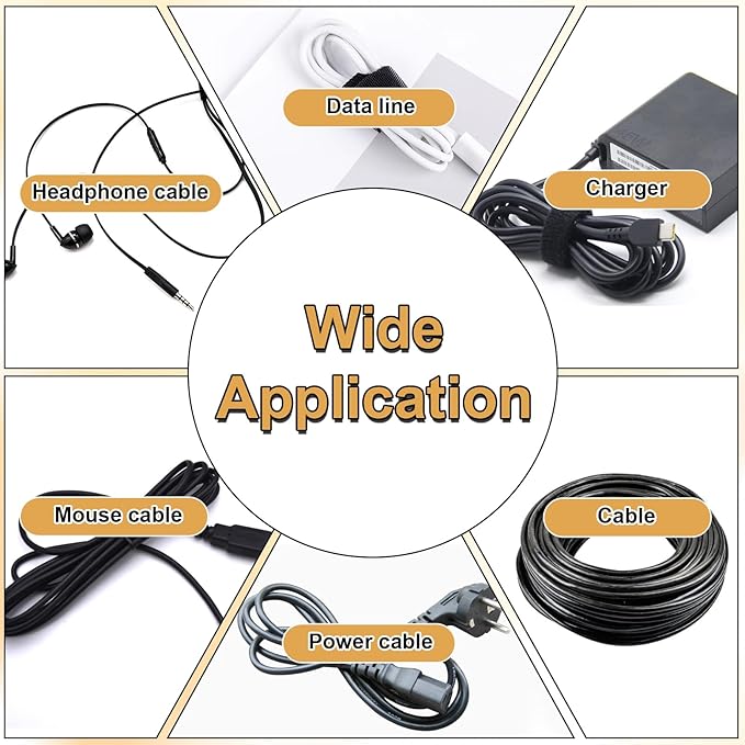 Reusable Cable Ties 8 In 100 Pack Heavy Duty Black Cord Organization Straps Adjustable & Releasable Hook and Loop for Indoor/Outdoor Wire Management