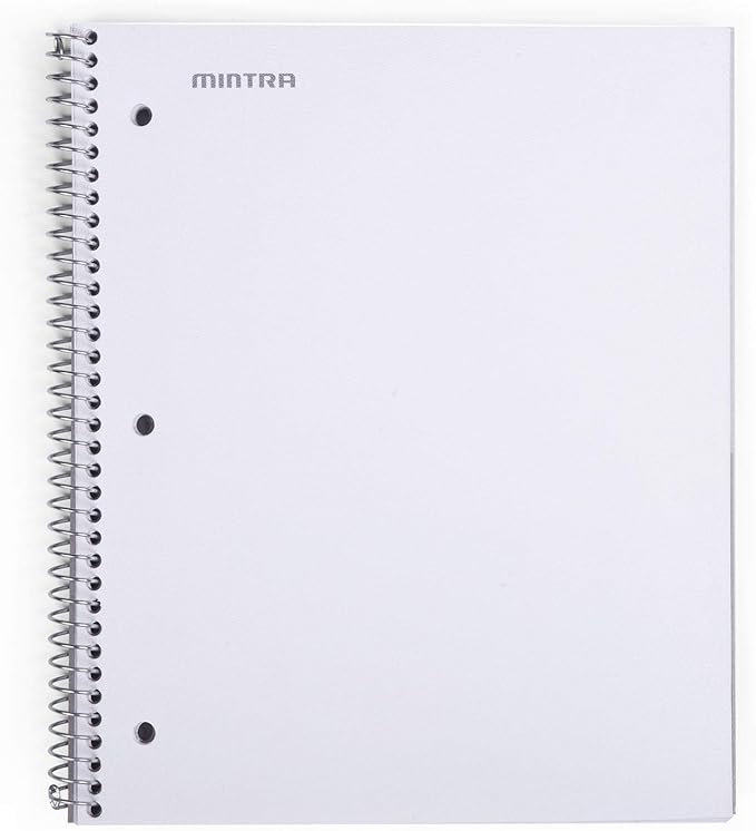 Mintra Office Durable Spiral Notebooks, 1 Subject, (Teal, Purple, White, Wide Ruled 3 Pack), 100 Sheets, Poly Pocket, Moisture Resistant Cover, Strong Chipboard back, For School, Office, Business