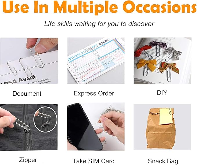 Vinaco Paper Clips Smooth Silver, Medium and Jumbo Paper Clip (1.3 inch & 2.0 inch), Durable and Rustproof, Coated Paper Clips Great for Office School and Personal Use