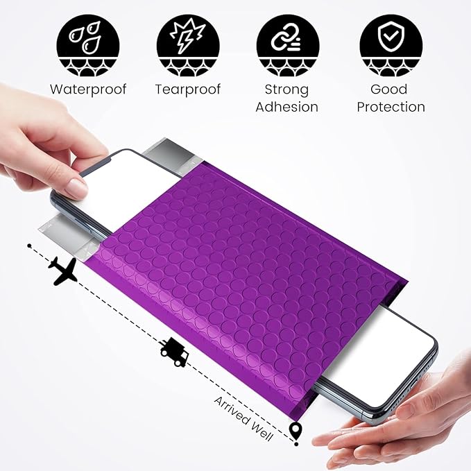Fuxury Bubble Mailers 4x8 Inch Purple 800 Pack Padded Envelopes Usable Size 4x7" Thick Mailing Envelopes Bubble Opaque Padded Mailers Shipping Bags for Mailing Jewelry Makeup Small Business Bulk #000