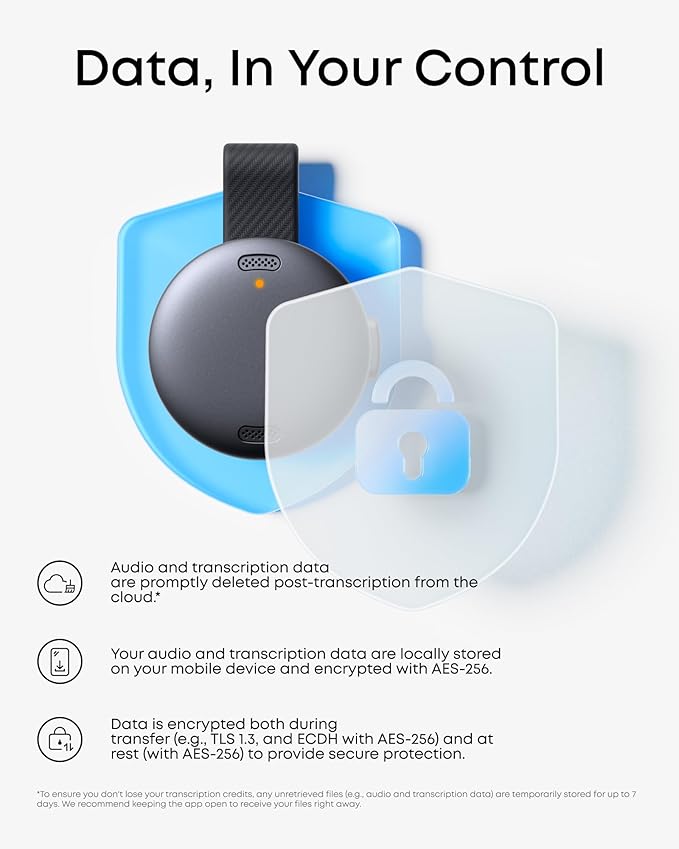 soundcore Work by Anker Portable AI Voice Recorder, AI Transcription & Summarization, 6-Month Pro at No Charge, Cross-Meeting Summary, Double-Tap to Mark, MFi Certified, Privacy Protection(Black)