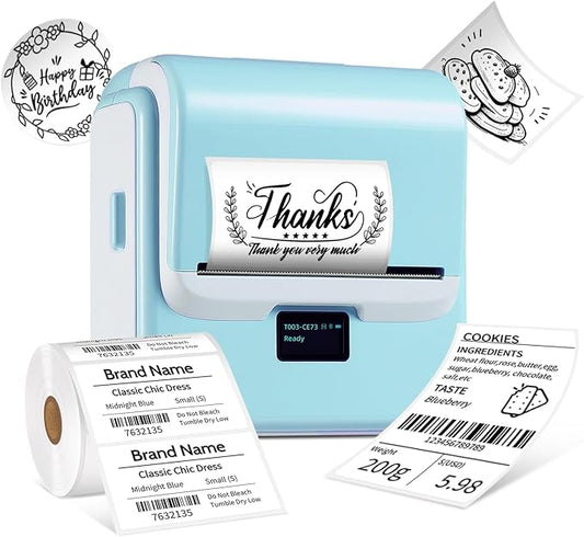 ORGSTA Label Maker Machine with Tape, T003 Thermal Label Maker, 2 Inch Bluetooth Label Printer Compatible with Phone & PC, Sticker Printer Barcode Thermal Maker for Small Business, Home, School